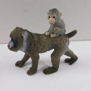 Schleich 14716 MANDRILL w/BABY Female Baboon Retired Animal Figure Toy 2013